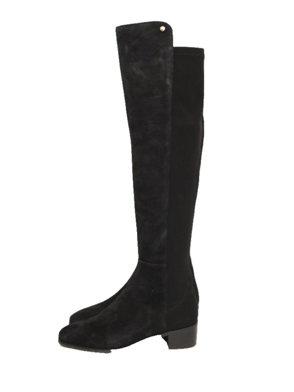$850 STUART WEITZMAN City Block Square-Toe "SW" 5050 Boot BLACK SUEDE 7 (PD14)